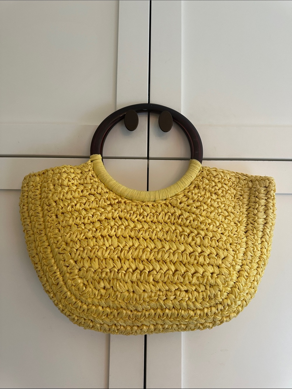 1970s Italian Rafia bag with resin handles -for JOHN WANAMAKER